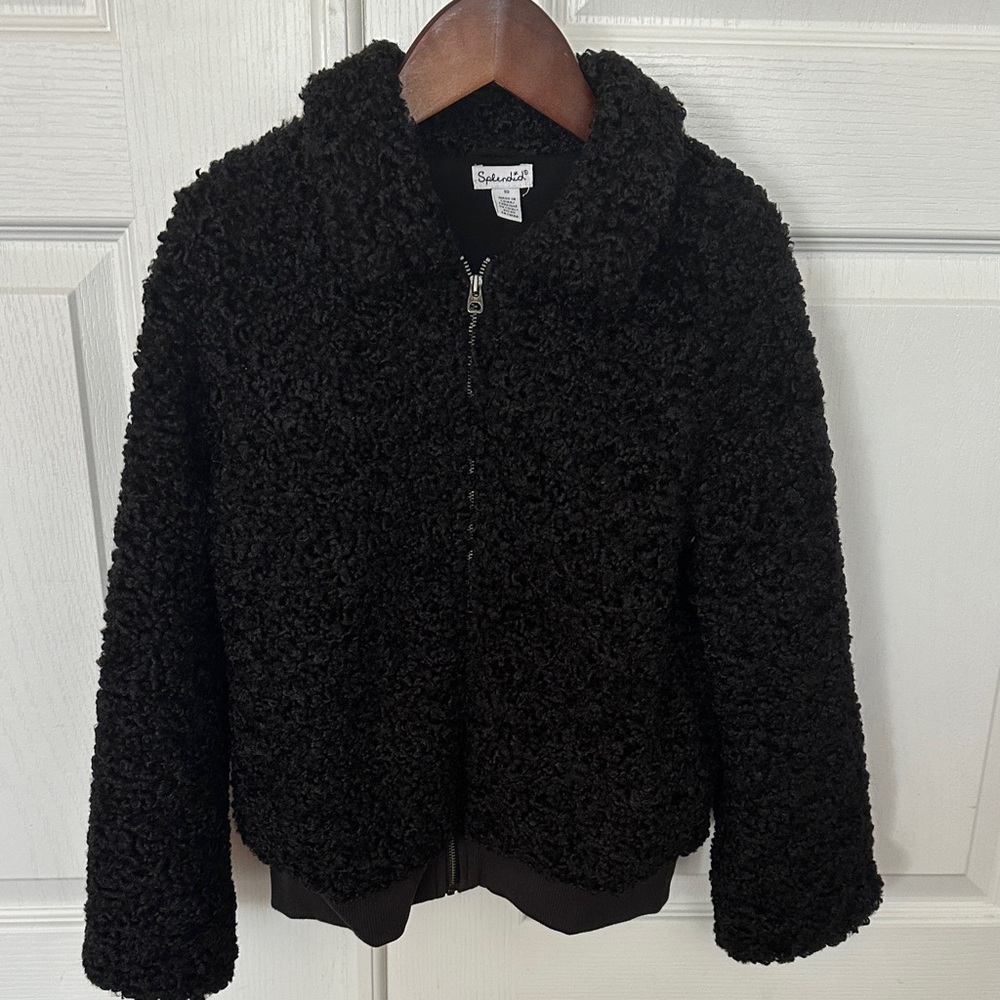 Splendid Kids Black Faux-Sherpa Zip Jacket